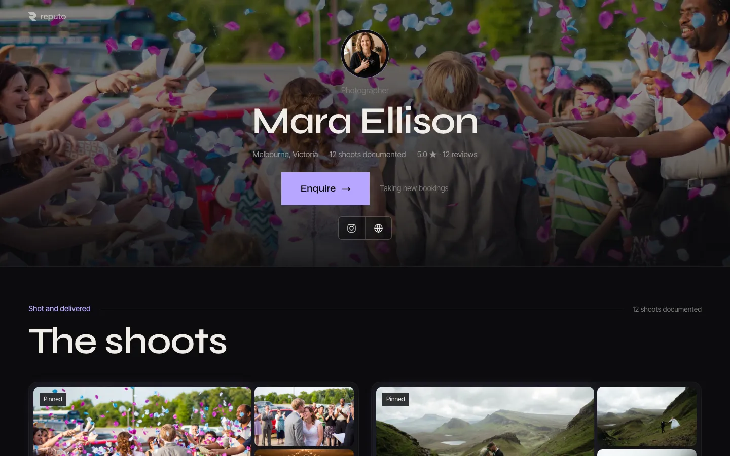 The portfolio of Mara Ellison, a wedding photographer