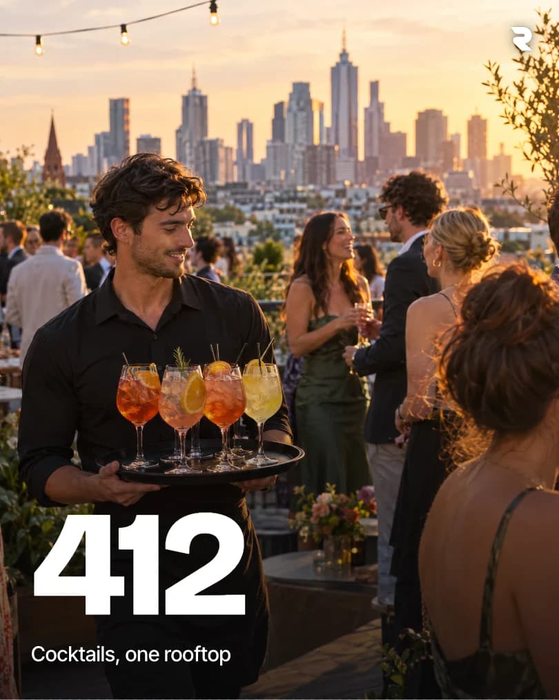 A post for a rooftop bar, led by the number of cocktails served