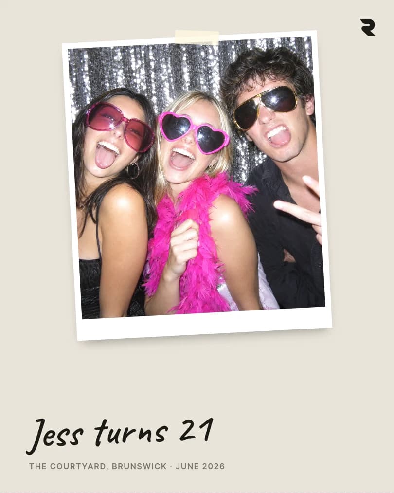A photo booth post laid out like a polaroid