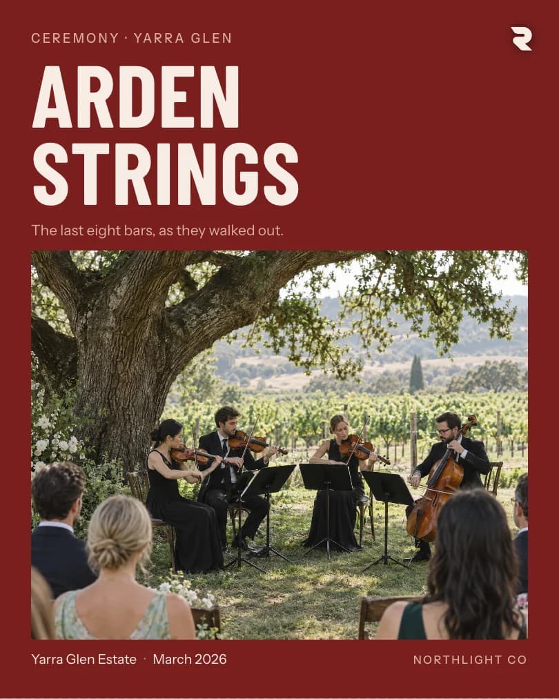 A poster style post for a string quartet